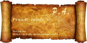 Preidt Arnót névjegykártya